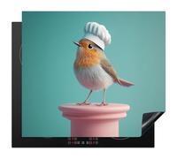 KitchenYeah© Protege Plaque Tapis Pour Induction Deco Cuisine Protection | 59x52 cm - Vitrocéramique Pour Cuisiniere Robin - Oiseau - Toque de Chef - Piédestal