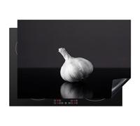 KitchenYeah© Protege Plaque Tapis Pour Induction Deco Cuisine Protection | 75x52 cm - Vitrocéramique Cuisiniere Ail - Noir - Blanc