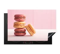 KitchenYeah© Protege Pour Plaque Induction Décoration Kitchen Gadget | 77x52 cm Decoration Cuisine Tapis de Protection Plan Travail Cuisson Protégé Macarons - Coloré - Paris - Rose