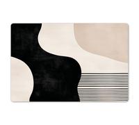 KitchenYeah© Set de Table 6 Pièces Antidérapant Plastique Original | 45x30 cm - Décoration Basse Rigide Tapis Résumé - Japandi - Beige - Moderne