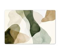 KitchenYeah© Set de Table 6 Pièces Antidérapant Plastique Original | 45x30 cm - Décoration Basse Rigide Tapis Japandi - Abstrait - Vert