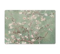 KitchenYeah© Set de Table Ensemble 6 Pièces Dessous Plat Antidérapant | 45x30 cm - Rectangulaire - Lavable Coloré Vinyle Fleur D'Amandier - Vert - Art - Van Gogh