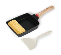 KITDAHOM Poêle à omelette japonaise 19×15cm antiadhésive avec spatule | Aluminium, revêtement antiadhésif, tous feux compatibles, nettoyage facile, pour tamagoyaki et œufs