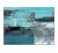 KITHOME Tapis Contemporain antidérapant, Turquoise et Gris, Peinture d'art Abstrait, Tapis Bleu Sarcelle, Tapis imprimé Carnaval, Tapis de Salon rectangulaire 1,2 x 1,8 m,
