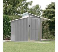 kithwjll Abri à outils gris en acier galvanisé - 270 x 130 x 208,5 cm - Abri de jardin résistant aux intempéries avec ventilation et toit latéral transparent - Espace de rangement pratique pour outils