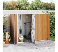 kithwjll Abri de jardin marron en acier galvanisé 225 x 89 x 161 cm avec grand espace de rangement, résistant aux intempéries, verrouillable, peu encombrant pour outils, tondeuses à gazon, vélo
