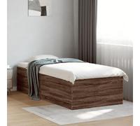 kithwjll Cadre de lit marron aspect chêne 75 x 190 cm - Design moderne - Cadre à lattes stable pour chambre à coucher, chambre d'amis, lit d'adolescent, lit d'enfant, appartement, hôtel, matériau en