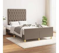 kithwjll Cadre de lit sans matelas, taupe, 120 x 200 cm, tissu avec tête de lit réglable en hauteur et pieds stables, pour chambre à coucher, lit d'enfant et d'invité, lit rembourré durable
