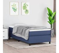 kithwjll Lit à sommier tapissier avec matelas, bleu, 90 x 200 cm, cadre de lit en tissu avec espace de rangement, pour chambre à coucher, chambre d'amis, chambre d'enfant, matelas et coussin, durable
