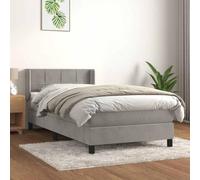 kithwjll Lit à sommier tapissier avec matelas Gris clair 80 x 200 cm Cadre de lit en velours avec tête de lit réglable pour un sommeil confortable dans la chambre à coucher, la chambre d'enfant ou la