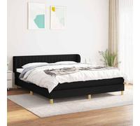 kithwjll Lit à sommier tapissier avec matelas, noir, 180 x 200 cm, tissu rembourré, avec tête de lit réglable en hauteur, housse en tissu durable, matelas et coussin, convient pour chambre à coucher