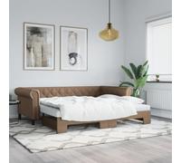 kithwjll Lit de jour extensible avec espace de rangement, 90 x 200 cm, en cuir synthétique, design moderne, cadre de lit robuste, lit d'invité, canapé-lit, lit double, lit d'enfant, lit d'adolescent