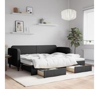 kithwjll Lit de jour extensible avec espace de rangement, noir, 80 x 200 cm, cadre de lit double, lit d'appoint, canapé-lit avec tiroirs pour chambre à coucher, chambre d'enfant, chambre d'adolescent