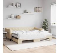 kithwjll Lit de jour extensible avec matelas, crème, 90 x 200 cm, en tissu, lit double, lit d'appoint, canapé-lit avec espace de rangement, pour chambre à coucher, chambre d'adolescent, chambre