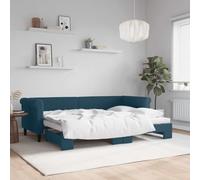 kithwjll Lit de jour extensible bleu 80 x 200 cm en velours avec espace de rangement, cadre moderne en bois et métal pour chambre à coucher, chambre d'amis, chambre d'enfant