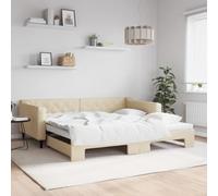 kithwjll Lit de jour extensible crème 100 x 200 cm en tissu avec espace de rangement design moderne pour chambre à coucher, chambre d'amis, chambre d'enfant, lit double