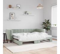 kithwjll Lit de jour extensible en velours gris clair 80 x 200 cm, canapé lit d'appoint, design moderne, cadre en bois et métal robuste, meuble polyvalent pour chambre à coucher, chambre d'adolescent