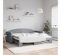 kithwjll Lit gigogne extensible gris clair 90 x 190 cm tissu bois métal lit double lit d'appoint canapé lit lit canapé lit design moderne
