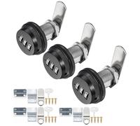 Kitmose Lot de 3 serrures à combinaison à code par mot de passe avec cylindre de 3,8 cm et finition chromée, serrures de sécurité à combinaison pour armoire, tiroir, boîte aux lettres (noir)