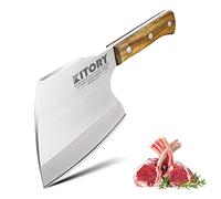 Kitory Feuille de Boucher 16cm, Couteau Hachoir Lourd pour Viande Congelée et Gros Os, Lame Extra-Épaisse 7mm Forgé, Acier 7Cr18MoV, Manche Bois de Poirier, Couteau de Boucher Professionnel