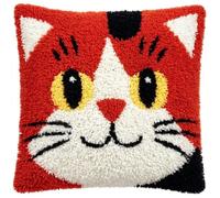 kitphoenix Diy Crochet À La Main Kits Chat 43X43Cm | Kits De Coussins Avec Crochet, Kit Tapis Point Noué À Faire Pour Adultes Débutants,Artisanat Créatif Latch Hook Canevas
