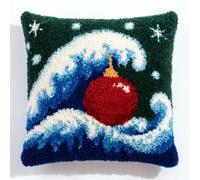 kitphoenix Diy Crochet À La Main Kits Vague Océanique 43X43Cm | Kits De Coussins Avec Crochet, Kit Tapis Point Noué À Faire Pour Adultes Débutants,Artisanat Créatif Latch Hook Canevas