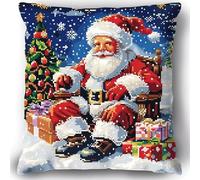 kitphoenix Kit de Coussin avec Crochet à Loquet Noël Kit Coussin au Point Noué, 43×43CM création de Tapis et Canvas, Kit Tapis Point Noué,Tapis Point Noué Kit