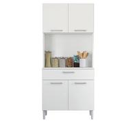 KITS PARANA Buffet de Cuisine 4 Portes 1 Tiroir Blanc 3 Niches L 80 H 180 P 36.3 cm