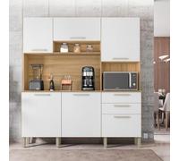 KITS PARANA Buffet de Cuisine 6 Portes 2 Tiroirs Chêne et Blanc L 180.2 H 198 P 38.8 cm