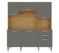 KITS PARANA Buffet de Cuisine 6 Portes 2 Tiroirs Chêne et Gris L 180.2 H 198 P 38.8 cm