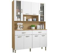 KITS PARANA Buffet de Cuisine 8 Portes 2 Tiroirs Chêne et Blanc L 121.4 H 173.5 P 36.3 cm