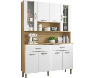 KITS PARANA Buffet de Cuisine 8 Portes 2 Tiroirs Chêne et Blanc L 121.4 H 173.5 P 36.3 cm