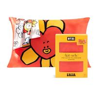 Kitsch BT21 - Taie d'oreiller en Satin avec Fermeture éclair pour Les Cheveux et la Peau, Plus Douce Que la Soie, Lavable en Machine, Infroissable, rafraîchissante Taille Standard 48,3 x 66 cm (Tata)