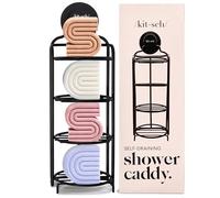 Kitsch Étagère de Douche Auto-drainante - Organiseur de Douche de Salle de Bain avec Ventouse | Support de Douche antirouille et Porte-Savon pour Douche | Porte-Savon pour Douche | Porte-Savon pour