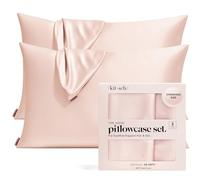 Kitsch Taie d'oreiller 100% Satin avec Fermeture éclair, taie d'oreiller Plus Douce Que la Soie pour Les Cheveux et la Peau, taie d'oreiller rafraîchissante, Housse d'oreiller en Satin (Taille