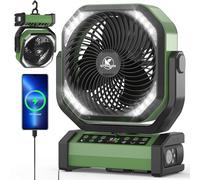 KITWLEMEN Ventilateur de camping avec lumière, 20 000 mAh, 112 heures d'autonomie maximale, 9 vitesses, minuterie, oscillation automatique -D22 (Vert Armée)