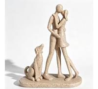 Kityemo Sculpture Abstraite en résine d’Un Couple avec Chien - Décoration Romantique et Cadeau pour Amoureux des Animaux