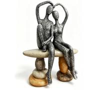 Kityemo Sculpture Couple Romantique en résine, Statuette cœur | Résine, 20 cm, couple romantique avec silhouette cœur, idéal pour salon ou chambre, cadeau mariage ou anniversaire