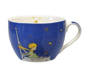 KIUB - Bol Petit Prince avec une anse - Motif le Petit Prince avec sa rose er aussi la Tour Eiffel de Paris - matière porcelaine fine - contenance 500ML