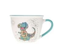 KIUB Bol timbale avec une anse - Motif dinosaure gentil- porcelaine - 550ML