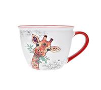 KIUB Bol timbale avec une anse - Motif girafe qui mange tranquillement -porcelaine - 550ML