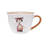 KIUB Bol timbale avec une anse - Motif grand chat marron stylisé nommé Ziggy- matière porcelaine fine - contenance 550ML