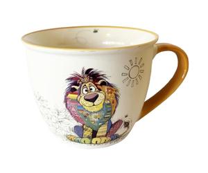 KIUB Bol timbale avec une anse - Motif lion le roi des animaux- matière porcelaine - contenance 550ML