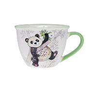 KIUB Bol timbale avec une anse - Motif panda sur sa branche de bambou- matière porcelaine fine - contenance 550ML