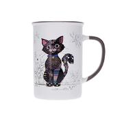 Kiub Grand mug avec des animaux - motif chat noir assis tranquillement - matière porcelaine fine - contenance 360ML