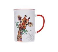 Kiub Grand mug avec des animaux - motif girafe mangeant l'herbe de sa savane - matière porcelaine fine - contenance 360ML