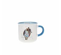 KIUB Mini mug timbale expresso avec des animaux - motif chouette avec des yeux perçants - Hauteur 6,5CM - porcelaine fine