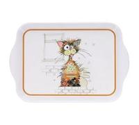 KIUB Mini Plateau avec des animaux - motif Chat marron Ziggy - mélamine de qualité - Taille Mini 14 * 21 CM