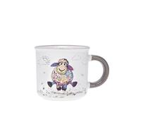 KIUB Mini tasse expresso - motif mouton qui court - porcelaine fine - contenance 125ML et hauteur 6,5CM
