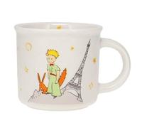 KIUB Mini tasse expresso - motif Petit Prince et son renard prêt de la Tour Eiffel de Paris - fond blanc - porcelaine fine et hauteur 7,5CM
